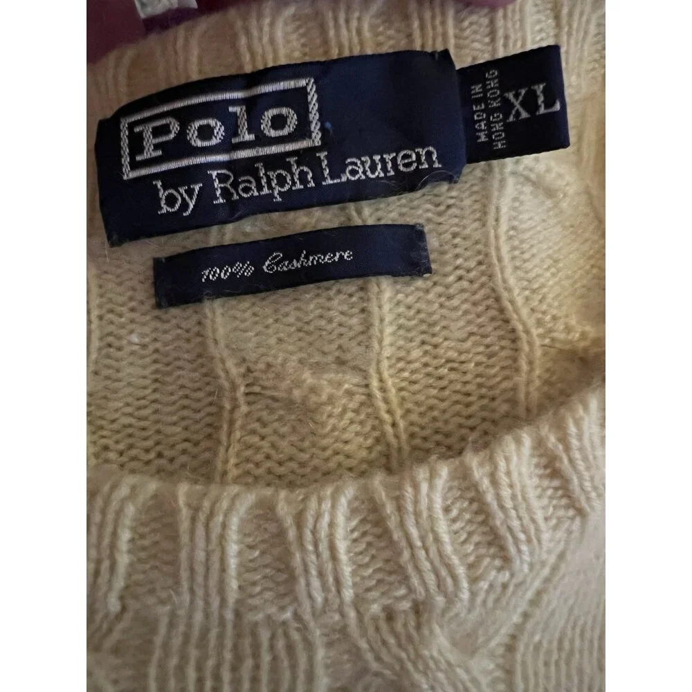 Polo by Ralph Lauren Yellow Cable Knit Crewneck Sweater - Picture 4 of 7